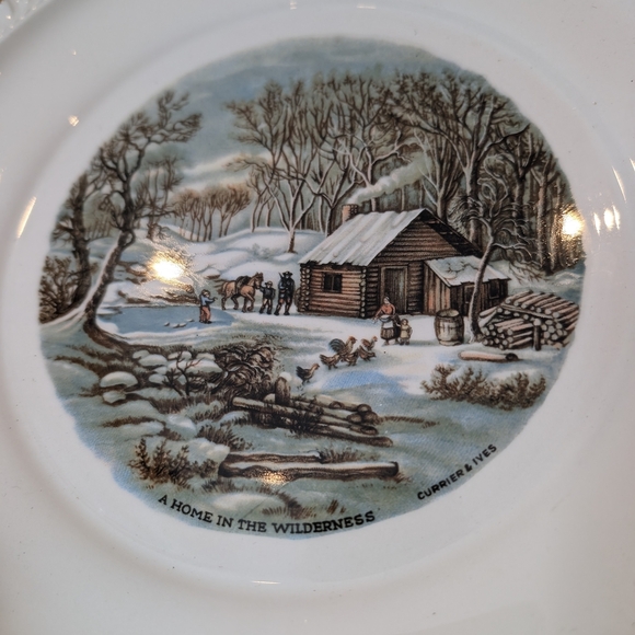 Harkerware Elegant Cream Dinnerware Set with Scenic Design 1 Large Plate 6 Side - Picture 4 of 11